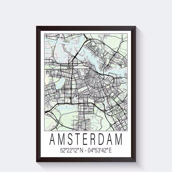Spiksplinternieuw Amsterdam stad poster kleur en zwart wit - Stadsposters - Becca's FF-24