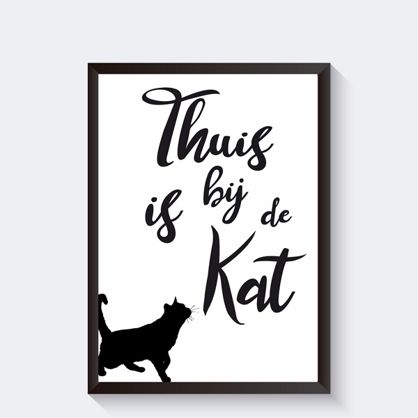 Ongemak zelfstandig naamwoord Ontvangst Kattenposter met leuke tekst Thuis is bij de kat - Quote en tekst posters -  Becca's Studio de specialist in sterrenhemel posters