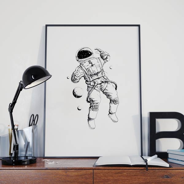 Welp Kinderposter met astronaut - hip voor de kinderkamer ZH-73
